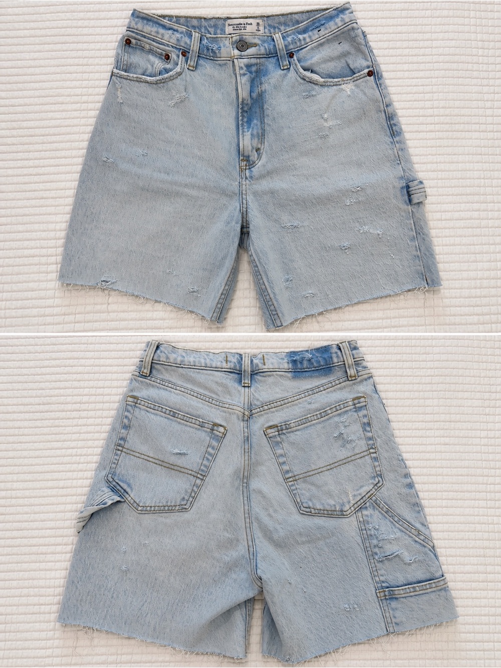 Abercrombie & Fitch Light Blue Distressed Denim Shorts